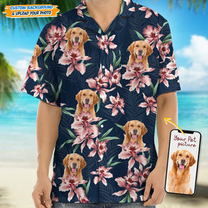 GeckoCustom Custom Photo For Dog Lover With Lily Flowers Hawaii Shirt N304 889303