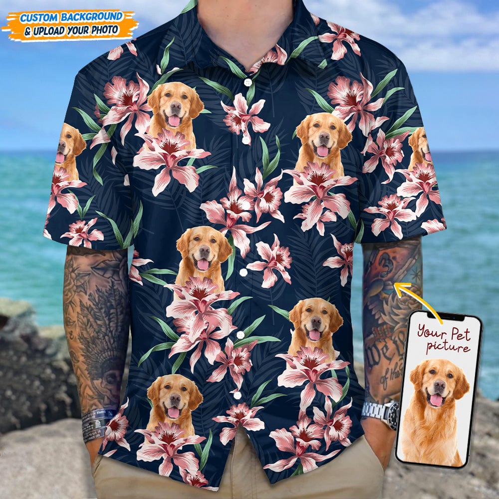 GeckoCustom Custom Photo For Dog Lover With Lily Flowers Hawaii Shirt N304 889303