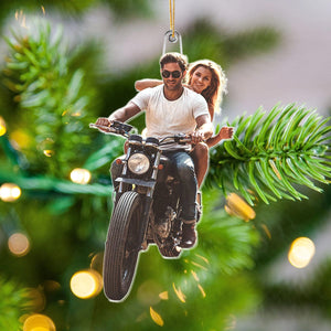 GeckoCustom Custom Photo For Motorcycle Couple Acrylic Ornament N304 889820