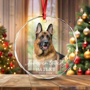 GeckoCustom Custom Photo Forever Love Dog Christmas Glass Ornament HO82 891711