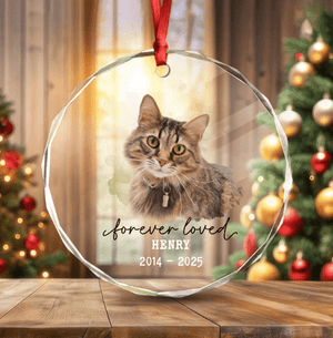 GeckoCustom Custom Photo Forever Love Dog Christmas Glass Ornament HO82 891711