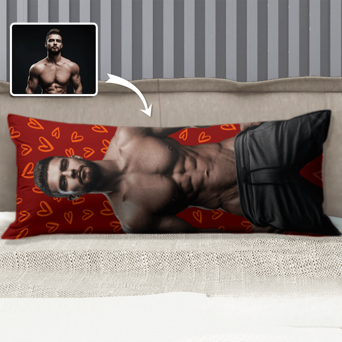 GeckoCustom Custom Photo Full Body Rectangle Pillow Case For Couple K228 889964