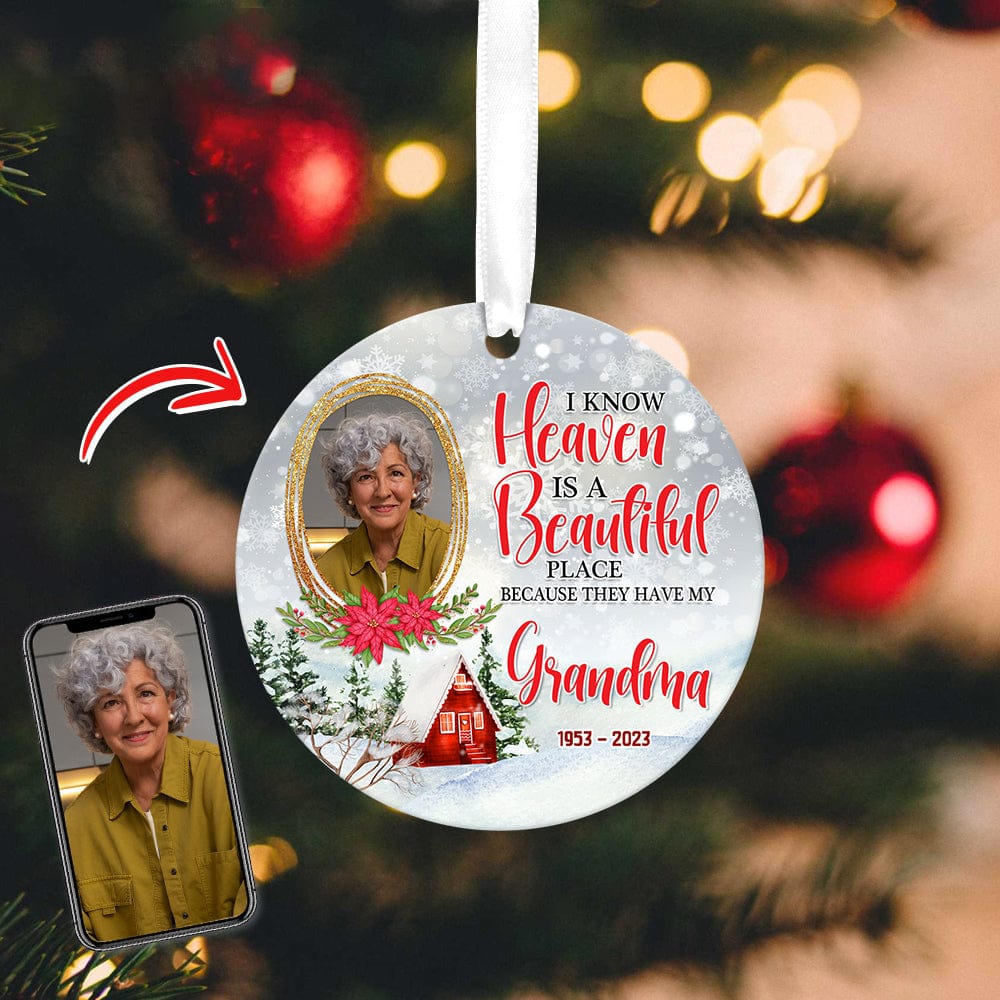 GeckoCustom Custom Photo Heaven is a Beautiful Place Memorial Ceramic Ornament K228 889993