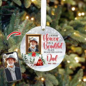 GeckoCustom Custom Photo Heaven is a Beautiful Place Memorial Ceramic Ornament K228 889993