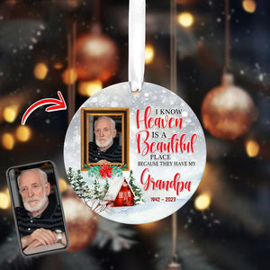 GeckoCustom Custom Photo Heaven is a Beautiful Place Memorial Ceramic Ornament K228 889993