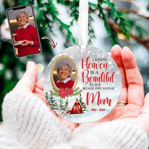 GeckoCustom Custom Photo Heaven is a Beautiful Place Memorial Ceramic Ornament K228 889993