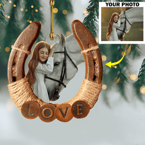 GeckoCustom Custom Photo Horseshoes For Horse Lovers Acrylic Ornament, Christmas Gift Idea DM01 891429