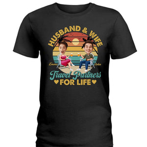 GeckoCustom Custom Photo Hussnband And Wife Travel Partners For Life Valentine Shirt TA29 890139