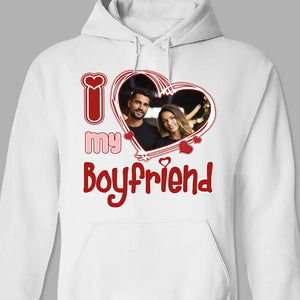 GeckoCustom Custom Photo I Love Him/Her Valentine Shirt K228 890125 Pullover Hoodie / Sport Grey Colour / S