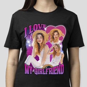 GeckoCustom Custom Photo I Love My Girlfriend Valentine Dark Shirt K228 889966 Basic Tee / Black / S