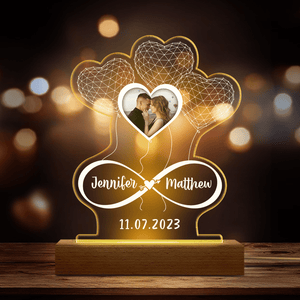 GeckoCustom Custom Photo Infinity Hearts 3D Acrylic Plaque LED Night Light N304 890008 Acrylic / 7.9"x4.5"