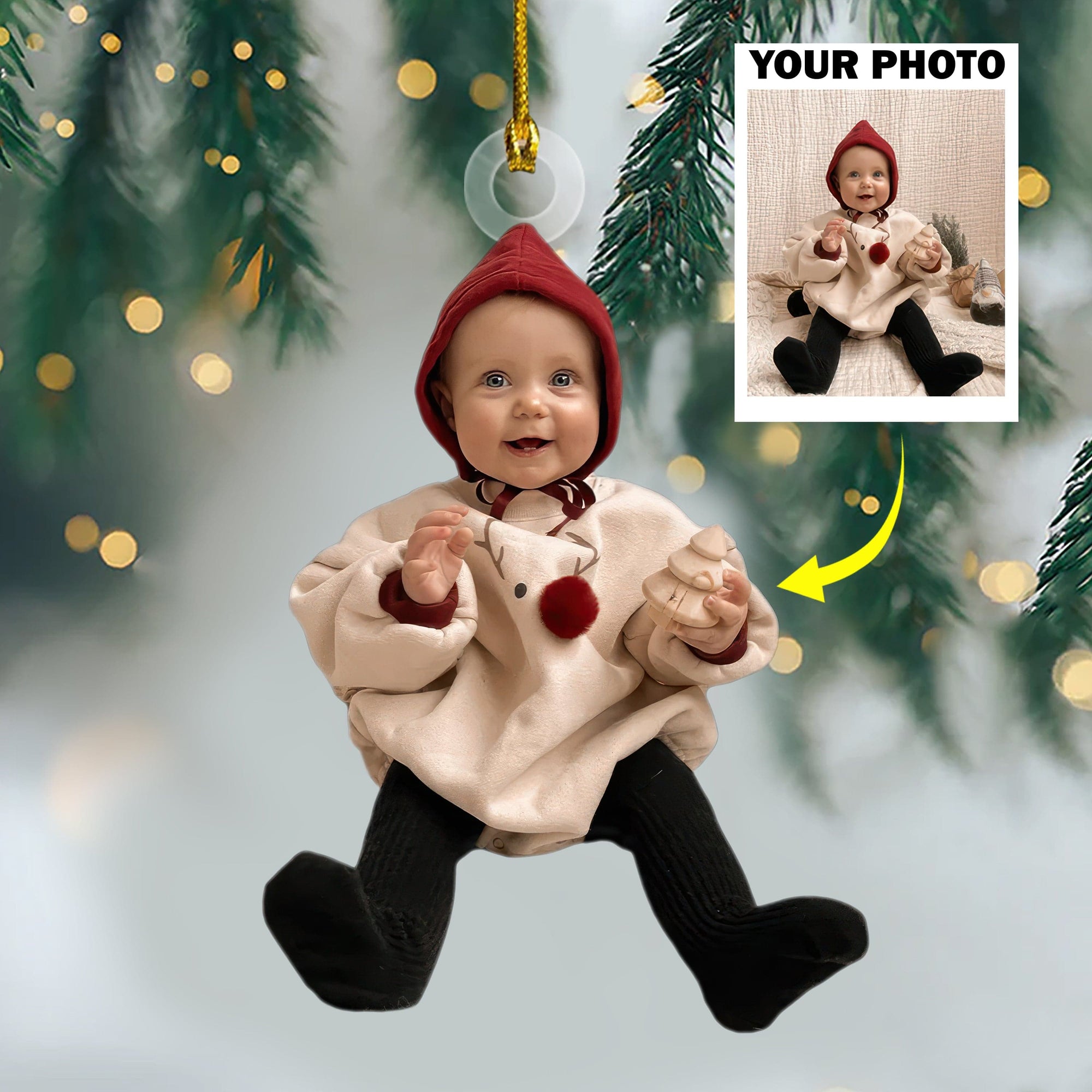 GeckoCustom Custom Photo Kid Baby Acrylic Ornament Christmas DM01 891413