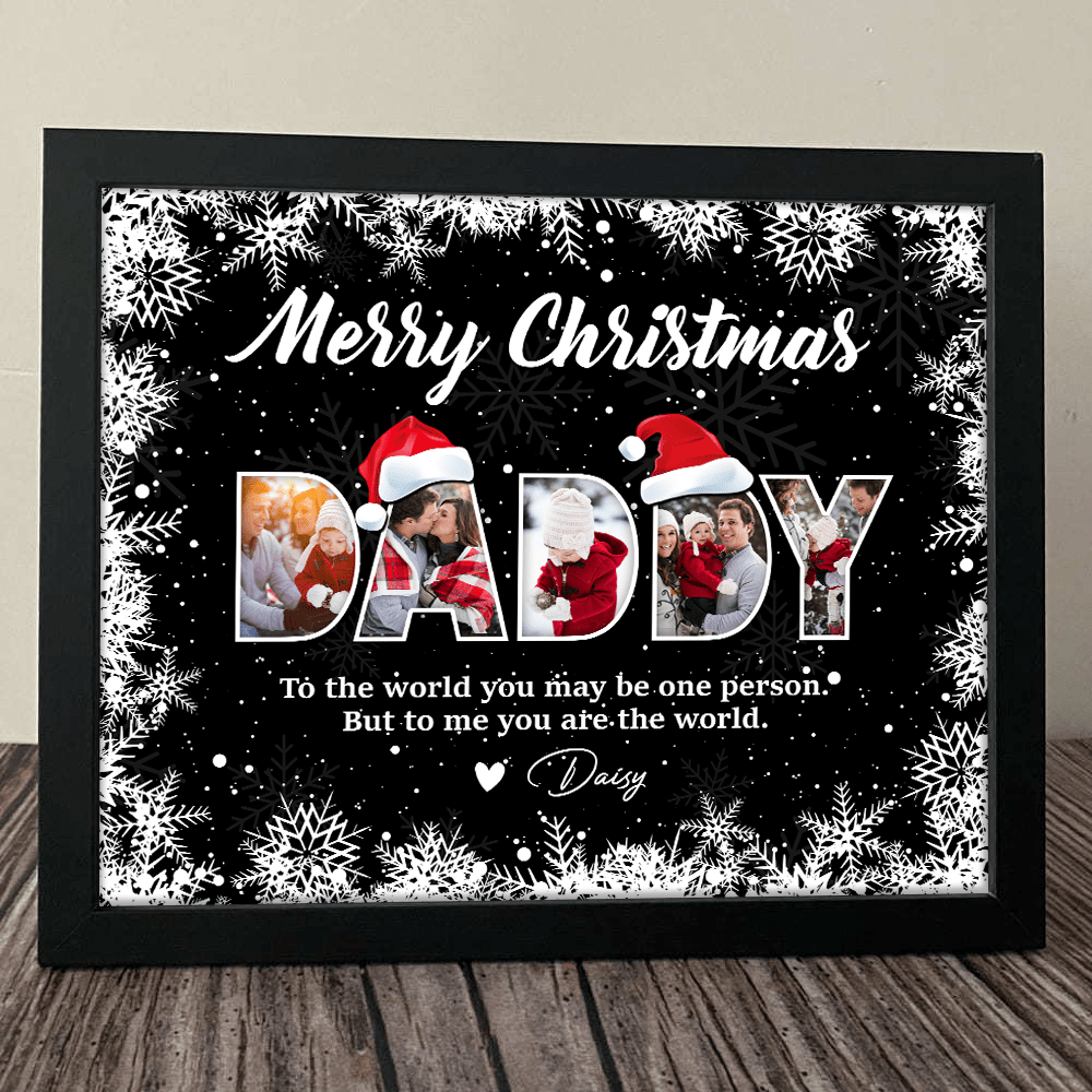 GeckoCustom Custom Photo Merry Christmas For Dad Family Picture Frame TA29 889898 10"x8"