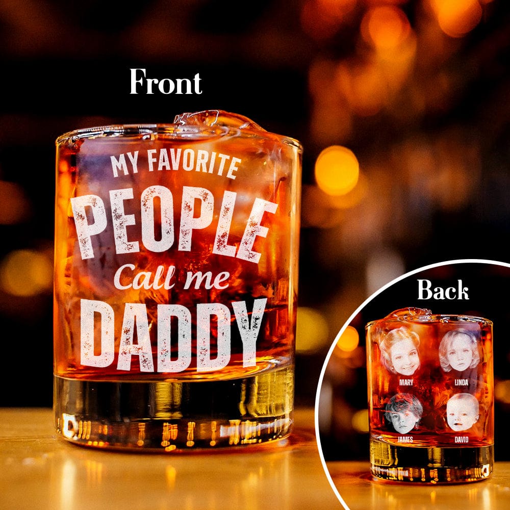 GeckoCustom Custom Photo My Favourite People Call Me Papa Father's Day Rock Glass DM01 891009 10.5oz