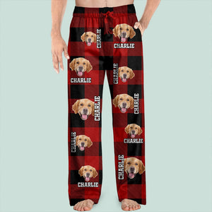 GeckoCustom Custom Photo Name Dog Cat Flannel Man's Pants TH10 891441