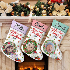 GeckoCustom Custom Photo New Baby My First Christmas Stocking TH10 891683