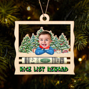 GeckoCustom Custom Photo Nice List Reward Christmas Gifts Wood Money Holder Ornament HA75 891542