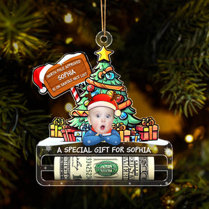 GeckoCustom Custom Photo Nice List Santa Christmas Acrylic Money Holder Ornament HA75 891536