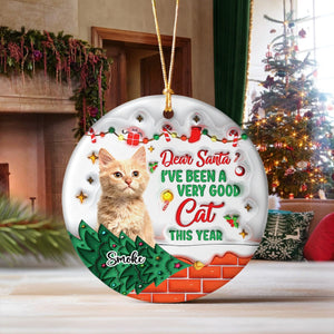 GeckoCustom Custom Photo On The Naughty List And I Regret Nothing Cat 3D Inflated Effect Printed Ornament N304 HA75 891590