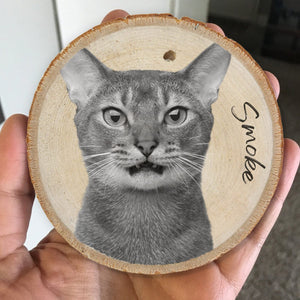 GeckoCustom Custom Photo On Wood Slice Ornament For Cat Lover N304 889883