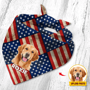 GeckoCustom Custom Photo Patriotic Dog Bandana HA75 890690