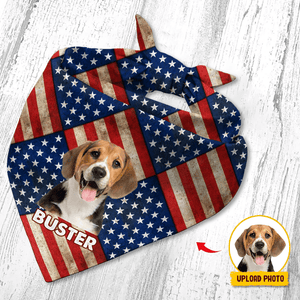 GeckoCustom Custom Photo Patriotic Dog Bandana HA75 890690