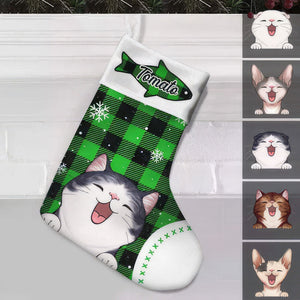 GeckoCustom Custom Photo Pattern Christmas Cat Stocking TA29