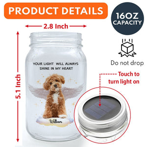 GeckoCustom Custom Photo Pet Forever In My Heart Memorial Dog, Cat Memorial Mason Jar Light HA75 891194 16oz / 1 Side