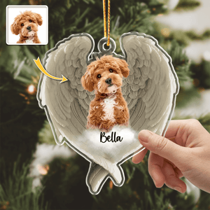 GeckoCustom Custom Photo Pet Within Angel Wings Memorial Dog Cat Acrylic Ornament N304 HA75 891174