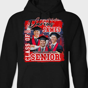 GeckoCustom Custom Photo Senior Class Of 2024 Graduation Dark Shirt N304 890093 Pullover Hoodie / Black Colour / S