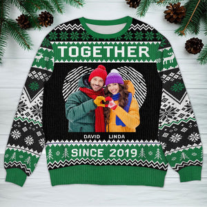 GeckoCustom Custom Photo Together - Personalized Custom Couple All-Over-Print Ugly Sweater HO82 893072