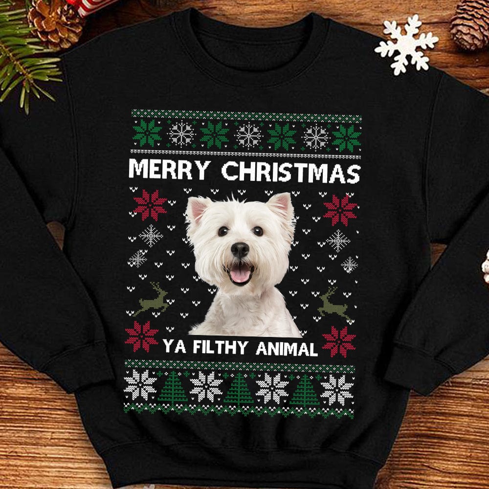 GeckoCustom Custom Photo Ugly Christmas Ya Filthy Animal Dog Cat Sweatshirt, Dog Lover Sweater Christmas N304 889811