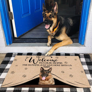 GeckoCustom Custom Photo Welcome To Our Home Dog Doormat K228 HN590