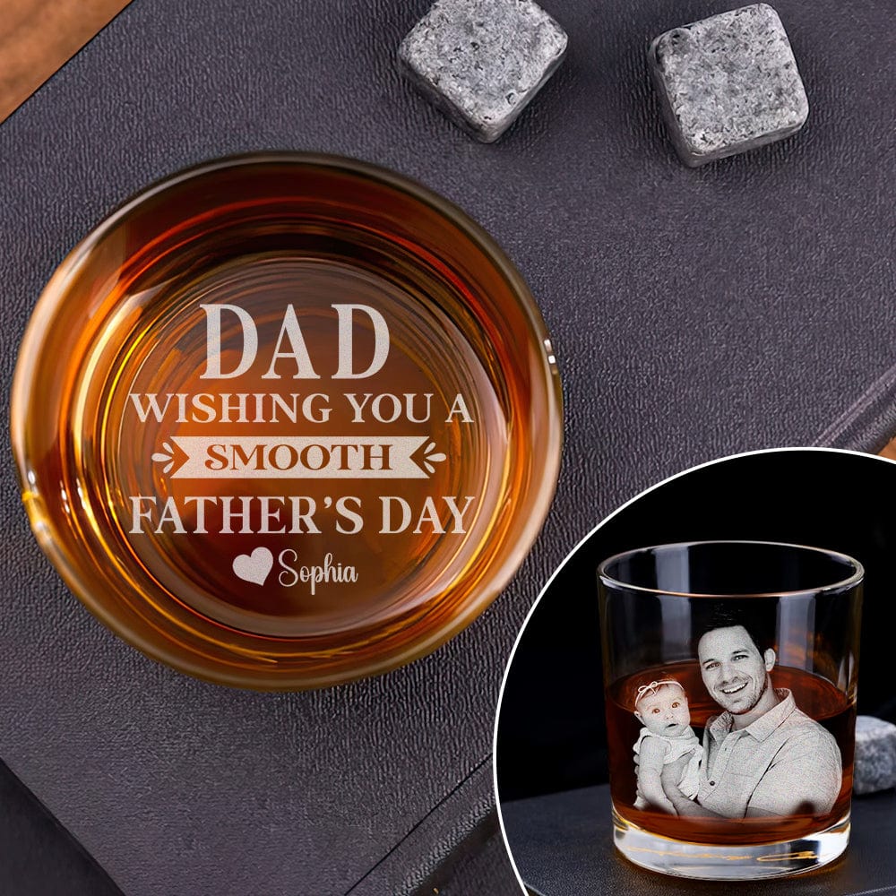 GeckoCustom Custom Photo Wishing You A Smooth Father's Day Rock Glass HA75 890548