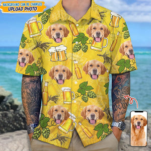 GeckoCustom Custom Photo With Beer Bottle For Dog Lover Hawaii Shirt N304 889361