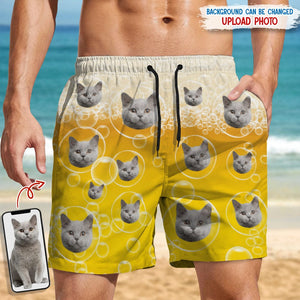 GeckoCustom Custom Photo With Beer Bubble For Cat Lover Beach Short N304 889299