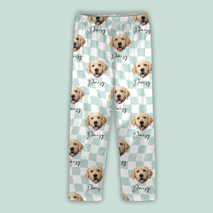 GeckoCustom Custom Photo With Checkered Pattern Dog Lover Pajamas TA29 890063