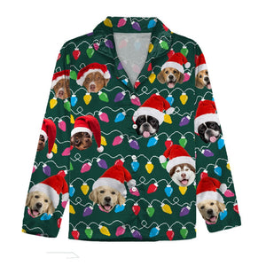 GeckoCustom Custom Photo With Colorful Christmas Lights For Dog Lovers Pajamas N304 889916