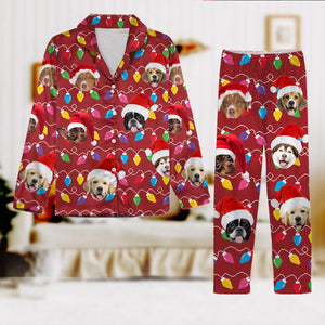 GeckoCustom Custom Photo With Colorful Christmas Lights For Dog Lovers Pajamas N304 889916