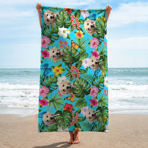 GeckoCustom Custom Photo With Tropical Dog Beach Towel N304 890661 30"x60"