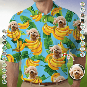 GeckoCustom Custom Photo With Tropical Pattern Dog Polo Shirt HA75 890738