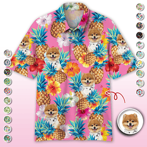 GeckoCustom Custom Photo With Tropical Pattern Dog Polo Shirt HA75 890738