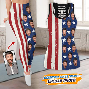 GeckoCustom Custom Photo With US Flag Legging Set N304 889293