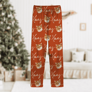 GeckoCustom Custom Photo Xmas Pajamas Custom Cat Pajamas DA199 889884 For Kid / Only Pants / 3XS