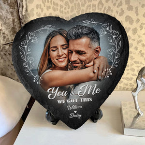 GeckoCustom Custom Photo You And Me We Got This Couple Heart Shaped Stone With Stand K228 889540