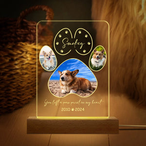 GeckoCustom Custom Photo You Left A Paw Print On Our Hearts Dog Cat Pet Acrylic Plaque With LED Night Light HA75 891534 Acrylic / 7.9"x4.5"