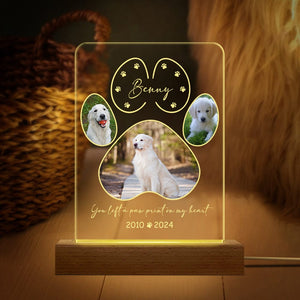 GeckoCustom Custom Photo You Left A Paw Print On Our Hearts Dog Cat Pet Acrylic Plaque With LED Night Light HA75 891534 Acrylic / 7.9"x4.5"