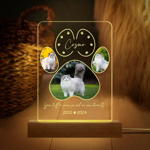 GeckoCustom Custom Photo You Left A Paw Print On Our Hearts Dog Cat Pet Acrylic Plaque With LED Night Light HA75 891534 Acrylic / 7.9"x4.5"