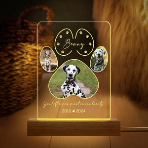 GeckoCustom Custom Photo You Left A Paw Print On Our Hearts Dog Cat Pet Acrylic Plaque With LED Night Light HA75 891534 Acrylic / 7.9"x4.5"