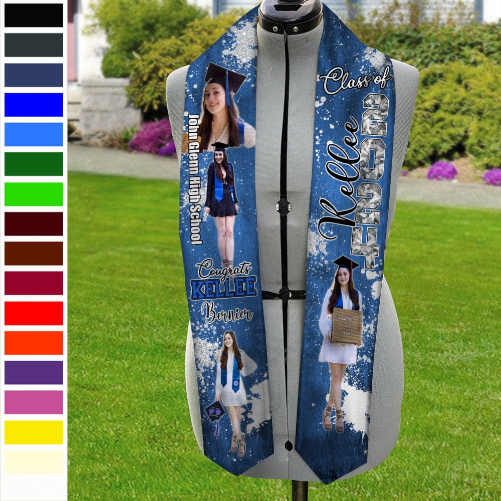 GeckoCustom Custom Portrait Photo And Add School Name Graduation Gift Stoles N369 890224 6x72 inch / Triangle